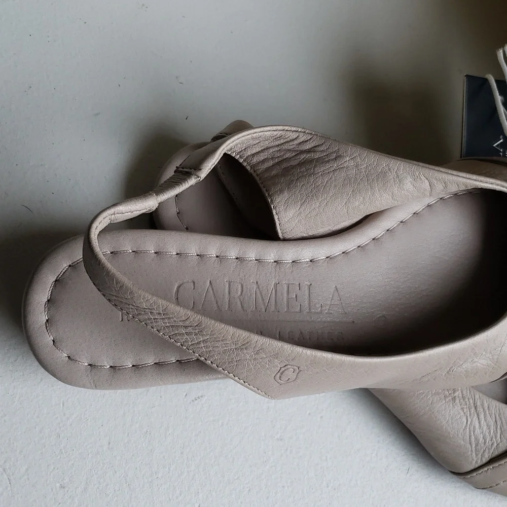 Carmela Women's Chic Beige Pointed Toe Slingback Flat Leather Loafers. NWT - Picture 12 of 14